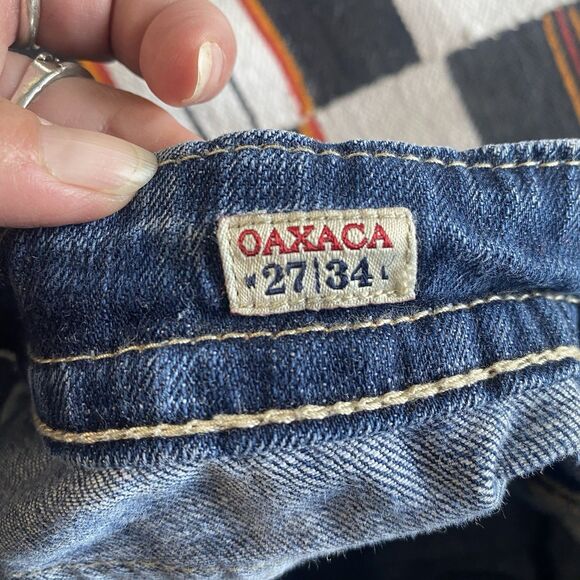 MEK Denim Jeans Womens 26/32 Blue Bootcut Oaxaca Flap Pockets.Stretch. Low Rise. - Picture 15 of 15